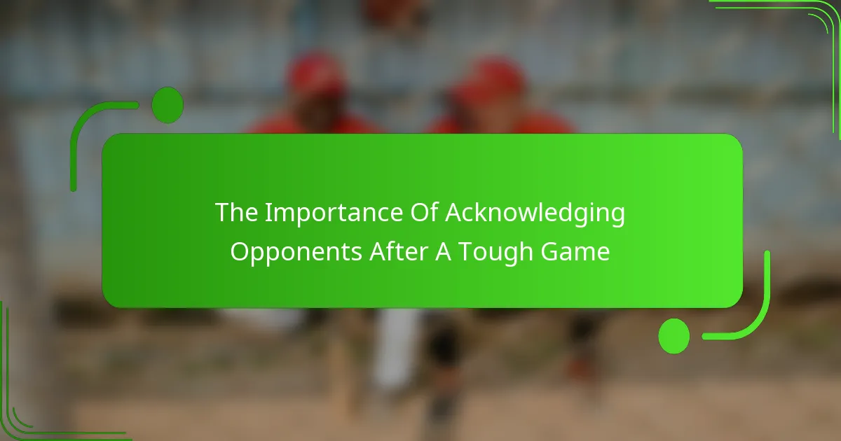 The Importance Of Acknowledging Opponents After A Tough Game