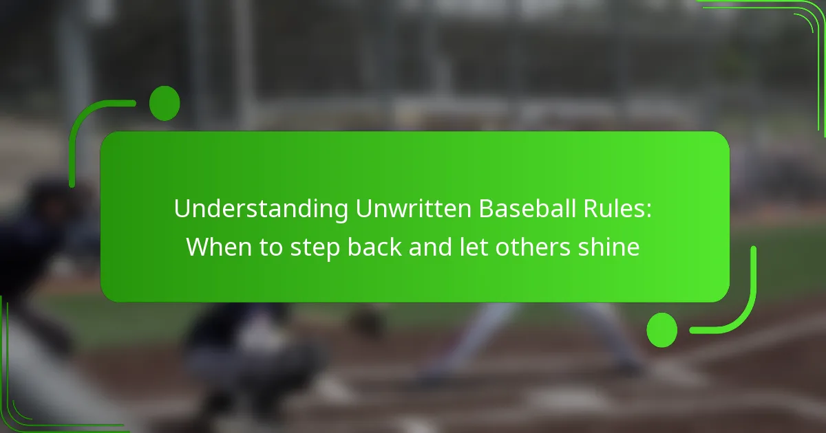 Understanding Unwritten Baseball Rules: When to step back and let others shine