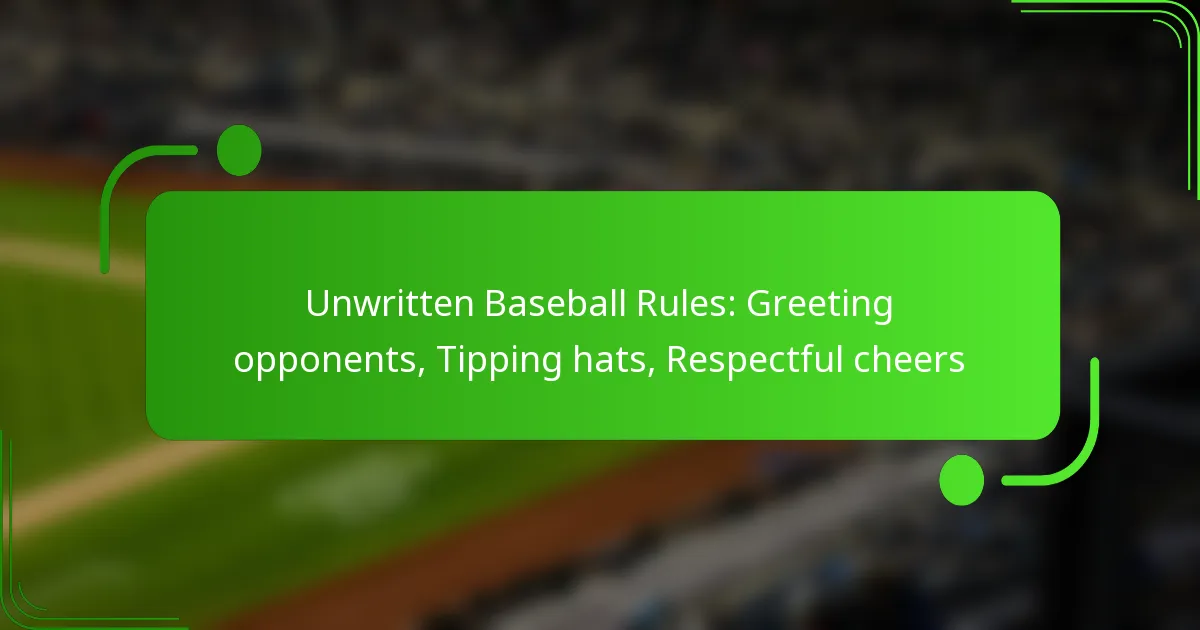 Unwritten Baseball Rules: Greeting opponents, Tipping hats, Respectful cheers