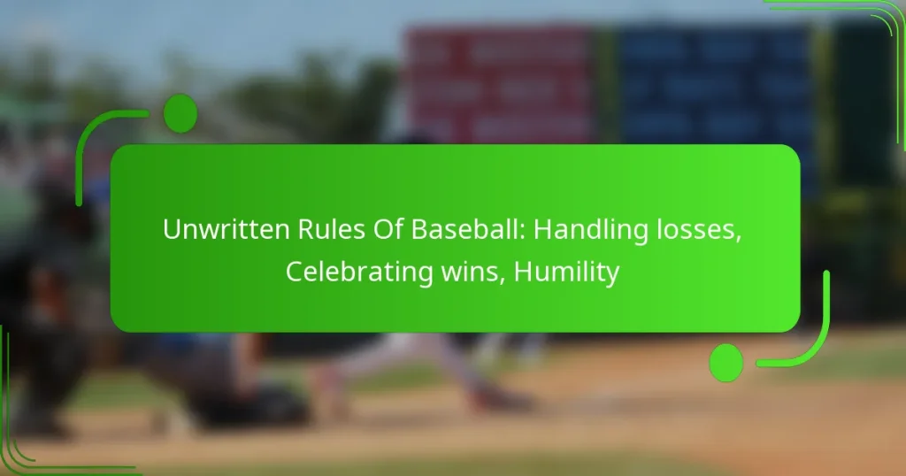 Unwritten Rules Of Baseball: Handling losses, Celebrating wins, Humility