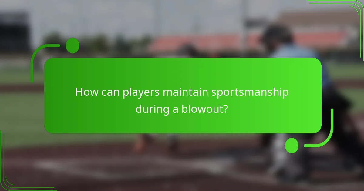 How can players maintain sportsmanship during a blowout?