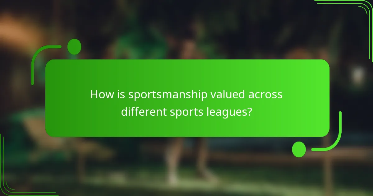 How is sportsmanship valued across different sports leagues?